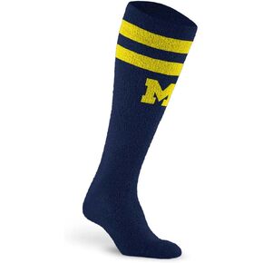 For Bare Feet NCAA MICHIGAN WOLVERINES Cozy Feather Compression Varsity Stripe Team Color Large/Extra Large