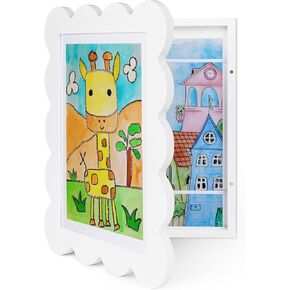 Solfres Kids Art Frames Front Opening 9x12 & 8.5x11 w/Mat, Set of 2, Kids Artwork Frames Changeable, Picture Frame with Storage Holds 150 Drawings, Display for Art Projects 3D Crafts, White