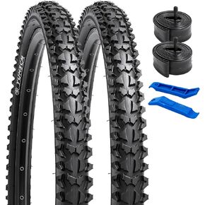 YUNSCM 2-PCS 20" Bike Tires 20 x 1.95/53-406 and 20" Heavy Duty Bike Tubes Schrader Valve Compatible with 20x1.75 20x1.90 20x1.95 20x2.0 Bike Bicycle Tires and Tubes (P-1011A)