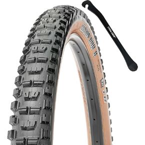Maxxis Minion DHR II Mountain Bike Tire - Tan Sidewall - 27.5" & 29" - Bundle with Cycle Crew Tire Lever