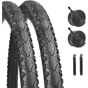 26 Inch Bike Tires Replacement Kits 2 Pack, HUIOK 26X1.75 Bicycle Tire Folding Beach Cruiser Bike Tires Replacement with 2 Tubes and 2 Levers Suitable for 26x1.75 26x1.95 26x2.0 Road Bike Tire