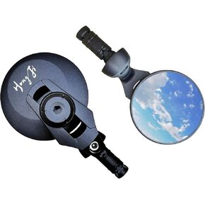 Bike Handlebar-End Rear View Mirror, 2K HD Anti-Glare capability up to 50%, Shatterproof, Nylon Fiber Frame, Adjustable, 15-22mm Handlebar Fit (Silver, EV001S)
