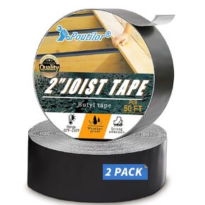 Joist Tape for Decking 2 Inch, Deck Butyl Tape 2" x 50' - Waterproof & Grip Strong Adhesion for Deck Joist RV (6 Rolls)