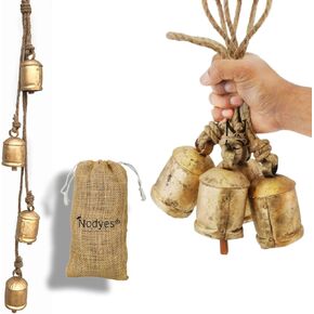 Enhance Your Home with Our Shabby Chic Rustic Hanging Jingle Bells. This Large Handmade Iron Cow Bell adds Charm and Melody, Perfect for Christmas Decor or as a Unique Garden Accent.
