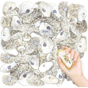 60PCS Oyster Shells 4"-5" Oyster Shells Bulk Large Oyster Shells for Home Decor Vase Filler, Ornaments, DIY Arts and Crafts Sea Shells, Deeper Shells