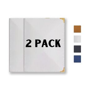 2-Pack Leather Restaurant Menu Covers | 8.5 x 11-Inch | 4 Pages, 8 Views | Ideal for Wine Lists, Drinks, and Menus | Elegant Menu Holder.（Beige）