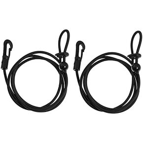 E-outstanding 2pcs Adjustable Kayak Paddle Leash Bungee Cord Inflatable Boat Canoe Bungee Shock Hook Tie Down Rope, Black 120cm