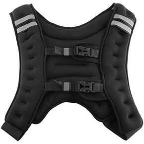 Sport Weighted Vest 22 Lbs Fixed Weights Included - Body Weight Vest Workout Equipment Men Women with Reflective Stripe and Adjustable Buckles for Fitness Strength Training Gym Walking Running, Black