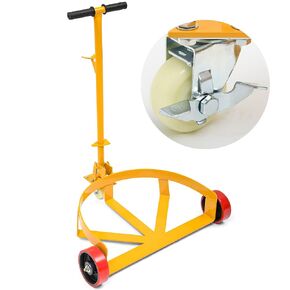 YITAMOTOR 55 Gallon Drum Dolly, 1200lbs Capacity Oil Drum Cart with Bung Wrench Handle and Poly-on-Steel Wheels with Brake, Low Profile, Yellow
