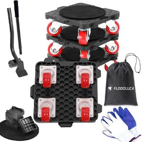 Furniture Movers with Wheels & Furniture Lifter Set, Furniture Dolly, Furniture Lifter, Furniture Jack, Furniture Movers Sliders 360° Rotatable Rubber Wheels for Moving Heavy. Max:1100 lb.
