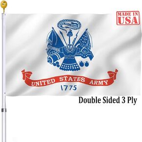 Army US Military Flag Double Sided 3x5 Outdoor-3 Ply American United States 1775 White Army Flags Heavy Duty with Brass Grommets for Outdoor Indoor Room Wall