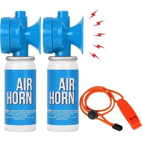 2pcs 1.4oz Loud Air Horn for Safety with Whistles, Mini Boat Marine Air Horns Can, Bear Horn to Scare Bears, Blow Fog Horn Noise Maker for Sporting Events Stadium Party Dogs Train Car Truck