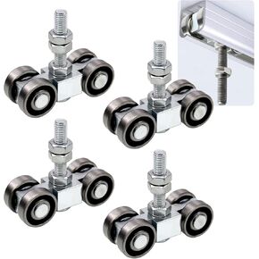 4 Wheel Trolley Assembly Roller Trolley 2Pcs Silent M10 Bolt and Nuts for Use with 1-5/8" Wide and All 1-5/8" or Taller Strut（4Pcs）