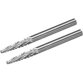 uxcell Tungsten Carbide Rotary Files 1/8" Shank, Double Cut Taper Shape Rotary Burrs Tool 3mm Dia, for Die Grinder Drill Bit Wood Soft Metal Carving Polishing, 4pcs