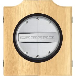 Dart Board Cabinet Set - Camaro Dart Board with 6 Steel Tip Darts, Scoreboard, Hanging Wood Cupboard by Trademark Gameroom