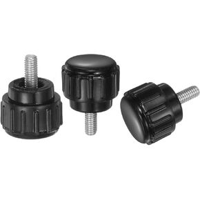 uxcell 20pcs M5 x 45mm Male Thread Knurled Knobs, Thumb Screws Clamping Knobs Grip 25mm Plastic Round Head Hand Knobs Thumbscrews, Black