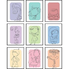 BigWig Prints Inside Out 2 Poster - Inside Out Classroom Decorations, Inside Out Poster, Inside Out Decorations, Inside Out Characters Joy Anger Anxiety Fear Envy Sadness - Unframed Set of 9 (8x10)