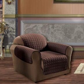 Elegance Linen Quilted Pet Dog Children Kids - Furniture Protector- Microfiber Slip Cover Chocolate Chair