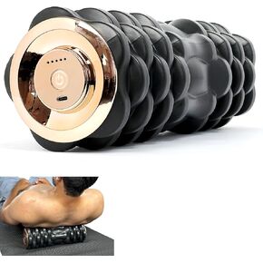 Vibrating Foam Roller Massager –Electric Foam Roller with 4 Vibration Modes– Rechargeable Battery – Durable Foam & Solid Core – Recovery,Fitness, Sports – Travel Foam Roller (Black)