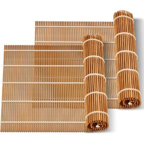 9.5"x9.5"Bamboo Sushi Rolling Mat,kimbap roller(2 PCS)
