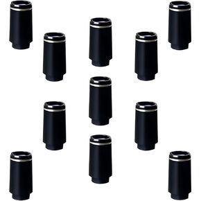 Endysis .355 Golf Taper Tip Club Ferrules - Set of 12, Black & Silver, Durable Plastic, Fits Most Steel and Graphite Shafts, Easy Install