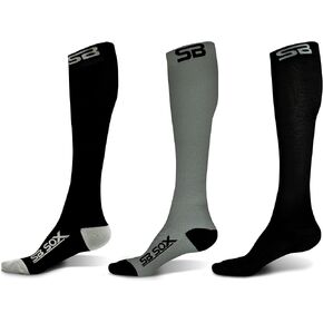 3 Pairs Size Small Compression Socks (Black/Gray + Gray/Black + Solid Black)