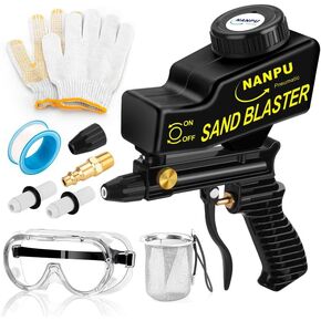 NANPU Air Sand Blaster Gun with Gravity Feed - Ceramic Nozzle, Metal Body | for Paint, Rust Removal, and Glass Etching | Versatile for Aluminum, Sand, Walnut Shells, and Soda Blasting Applications