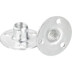 uxcell M10 Brad Hole Tee Nut, 24pcs Carbon Steel Round Base Screw-in T-Nuts Furniture Hardware Flange Female Thread Insert Nuts, M10x28x1.2mm