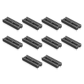 MECCANIXITY 50Pcs DIP IC Chip Socket Adapter, 2.54mm Pitch 24 Pin Gate Soldering Flat Circuit Chip
