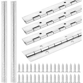 6pcs 16Inch Heavy Duty Piano Hinge, Stainless Steel Continuous & Piano Hinges with Screws, 0.04" Leaf Thickness 1.2" Open Width Piano Hinge for Folding Cabinet Door Butt Hinge (Sliver)