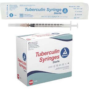Dynarex Disposable Tuberculin Non-Safety Syringe - 1CC 26G, 3/8" Needle - 6938, 100 Count in Saudi Arabia
