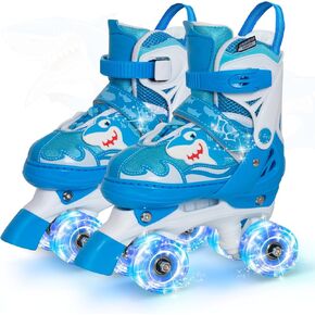 Nattork Kids Roller Skates for Girls Boys,4 Sizes Adjustable Toddler Roller Skates with Light up Wheels,Fun Illuminating Skates for Kids Beginners Indoor Outdoor