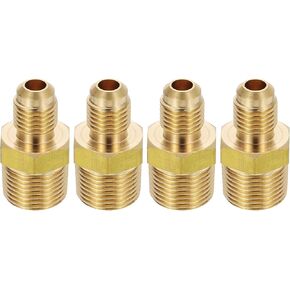 PATIKIL 1/4" Flare to 3/8" NPT Male Half-Union Brass Pipe Fitting, 4Pcs Brass Couples Tube Fittings Tubing Thread Adapter Pipe Connector for Refrigeration, Air, Gas System