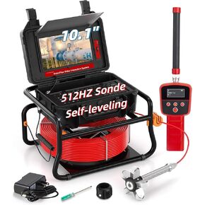 Sewer Camera with Locator and Receiver Set,Ultra HD 10.1" IPS Monitor DVR/Audio Recording,SYANSPAN 512hz Transmitter Self-Leveling Inspection Camera,IP68 Waterproof Drain Camera(165ft/50M)