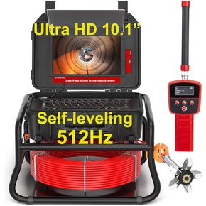 Sewer Camera with Locator and Receiver Set,Ultra HD 10.1" IPS Monitor DVR/Audio Recording,SYANSPAN 512hz Transmitter Self-Leveling Inspection Camera,IP68 Waterproof Drain Camera(165ft/50M) in Kuwait