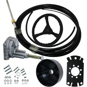 CAPTAIN Complete Boat Steering System Kit - 16ft Control Cable, Mechanical Rotary Design, 13.5 Inch Wheel, 3/4'' Shaft - Ideal for Outboard and Waterborne Vehicles