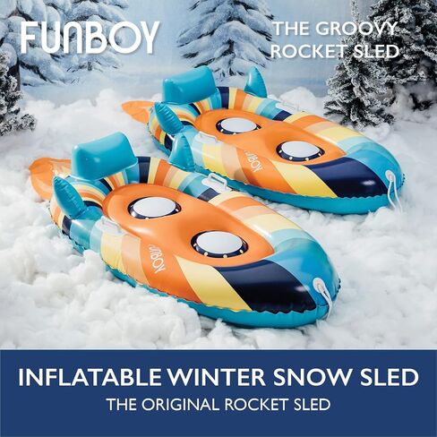 FUNBOY Winter Kids Inflatable Snow Sled, Rocket Groovy in Saudi Arabia