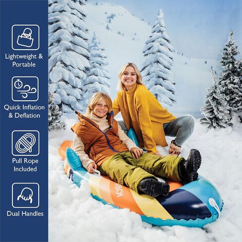 FUNBOY Winter Kids Inflatable Snow Sled, Rocket Groovy in Saudi Arabia