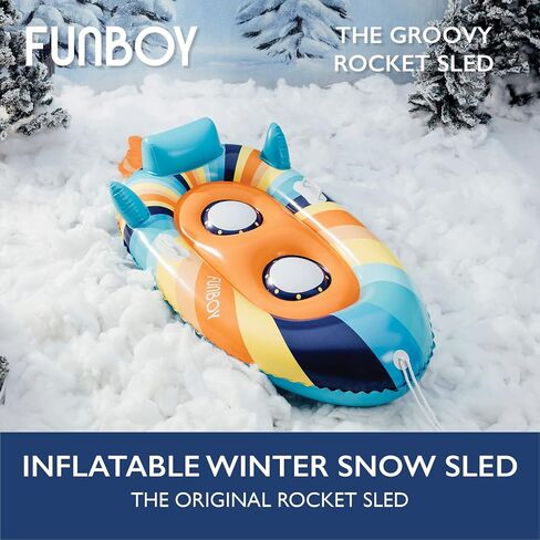 FUNBOY Winter Kids Inflatable Snow Sled, Rocket Groovy in Saudi Arabia