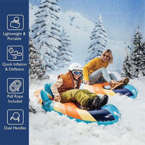 FUNBOY Winter Kids Inflatable Snow Sled, Rocket Groovy in Saudi Arabia