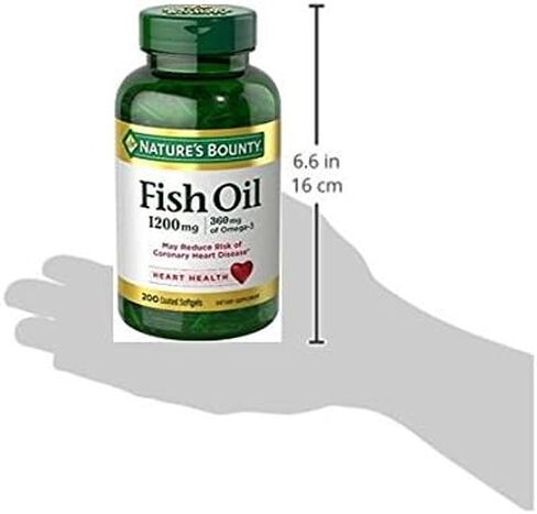 زيت السمك من Nature's Bounty، مكمل غذائي، أوميجا 3. يدعم صحة القلب، 1200 ملجم، 200 كبسولة هلامية سريعة الإطلاق in Kuwait