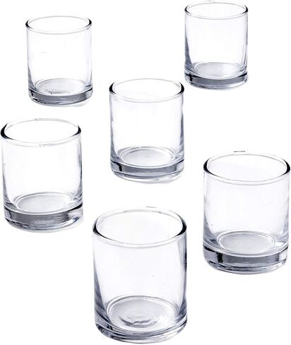 Serene Spaces Living Set of 36 Clear Glass Votive Candle Holders, Ideal for Wedding Decorations, Parties, Events, Christmas Dinner Tablescape, 3" Tall and 2.5" Diameter in Kuwait