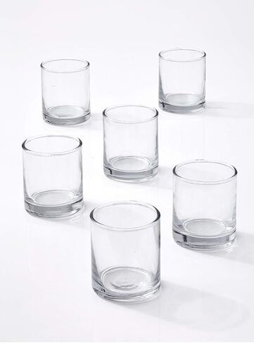 Serene Spaces Living Set of 36 Clear Glass Votive Candle Holders, Ideal for Wedding Decorations, Parties, Events, Christmas Dinner Tablescape, 3" Tall and 2.5" Diameter in Kuwait