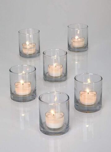 Serene Spaces Living Set of 36 Clear Glass Votive Candle Holders, Ideal for Wedding Decorations, Parties, Events, Christmas Dinner Tablescape, 3" Tall and 2.5" Diameter in Kuwait
