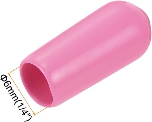 uxcell 20pcs Rubber End Caps 6mm(1/4 inch) ID Vinyl PVC Round Tube Bolt Cap Cover Screw Thread Protectors Pink in Saudi Arabia