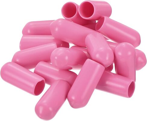 uxcell 20pcs Rubber End Caps 6mm(1/4 inch) ID Vinyl PVC Round Tube Bolt Cap Cover Screw Thread Protectors Pink in Saudi Arabia