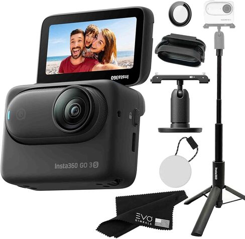 Insta360 GO 3S 128GB – Waterproof Tiny Mighty Action Camera with 4K 3840x2160 Video & 4000x3000 Photo, FlowState Stabilization, AI Editing, Action Pod| (128GB Black+Bike+Selfie Stick(Bike Bundle)) in Saudi Arabia