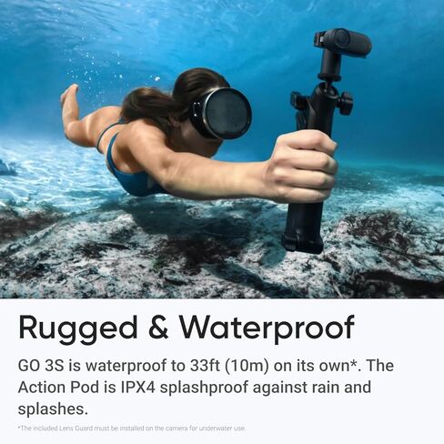Insta360 GO 3S 128GB – Waterproof Tiny Mighty Action Camera with 4K 3840x2160 Video & 4000x3000 Photo, FlowState Stabilization, AI Editing, Action Pod| (128GB Black+Bike+Selfie Stick(Bike Bundle)) in Saudi Arabia