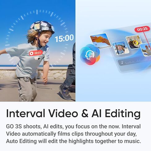 Insta360 GO 3S 128GB – Waterproof Tiny Mighty Action Camera with 4K 3840x2160 Video & 4000x3000 Photo, FlowState Stabilization, AI Editing, Action Pod| (128GB Black+Bike+Selfie Stick(Bike Bundle)) in Saudi Arabia