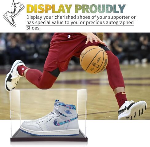 حافظة عرض الأحذية مع ضوء LED كبير من الأكريليك للأحذية الرياضية وحامل صندوق لأحذية كرة السلة وكرة القدم ومرابط كرة القدم وحافظة عرض تذكارية من الأكريليك الشفاف للحماية من الأشعة فوق البنفسجية والغبار in Kuwait